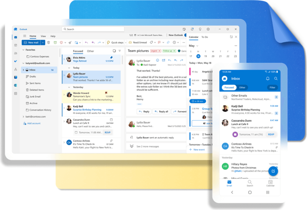 Microsoft Outlook электрондық пошта және күнтізбе интерфейсі